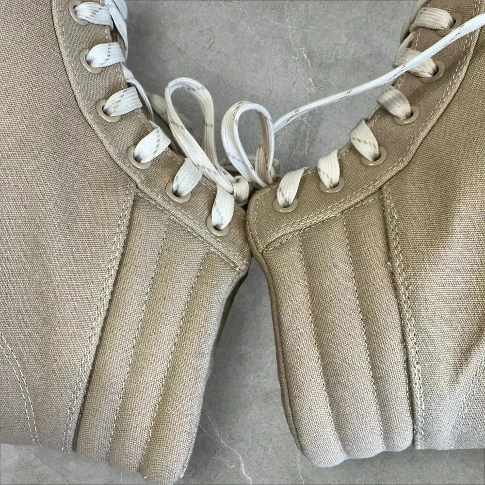 MIA Ace Canvas Lace Up High Top Sneakers Ankle Shoes Women Size 8M Sand Lug Sole - Picture 9 of 15